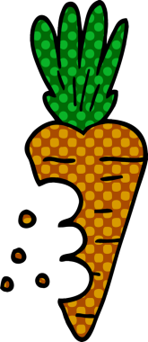 Bir insan tarafından çizilmiş ısırık izleri olan karalama havucu.