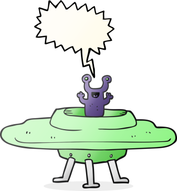 Bir insan tarafından çizilmiş serbest konuşma balonu uçan daire.