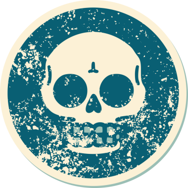 Bir insan tarafından çizilmiş bir kafatasının sembolik dövmeli görüntüsü.