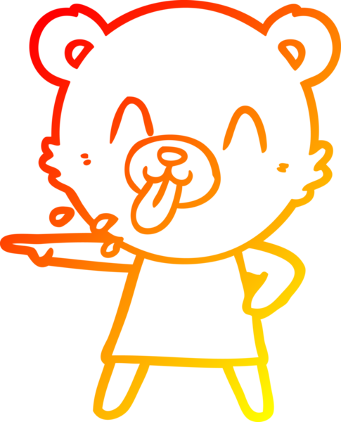 Bir insan tarafından çizilmiş kaba bir çizgi film ayısının sıcak çizgi çizimi