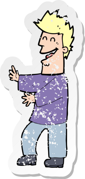 Bir insan tarafından çizilmiş gülen bir çizgi filmin gerilimli çıkartması.