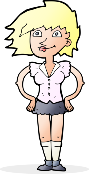 Bir insan tarafından çizilmiş kalçaları olan çizgi film kadını.