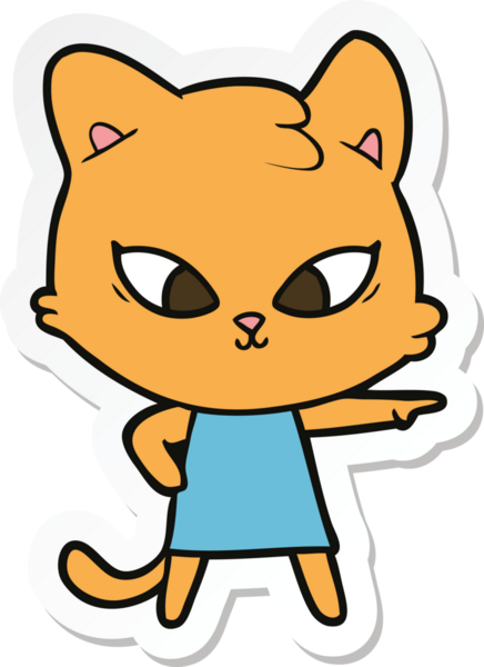 Bir insan tarafından çizilmiş şirin bir çizgi film kedisinin çıkartması.