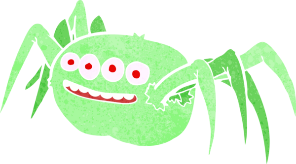 Bir insan tarafından çizilmiş ürkütücü bir örümcek.