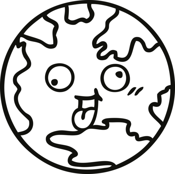 Bir insan tarafından çizilmiş bir gezegenin çizgi çizimi.