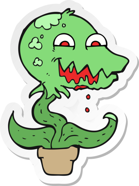 Bir insan tarafından çizilmiş karikatür canavar bitkisinin çıkartması.