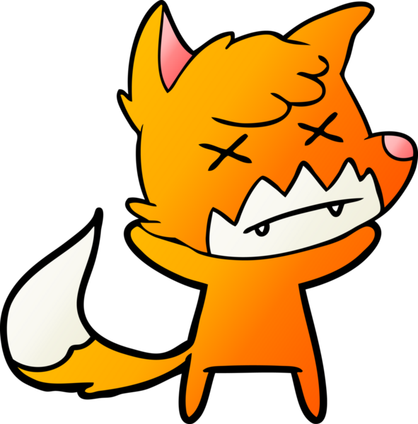 Bir insan tarafından çizilmiş şaşı tilki.