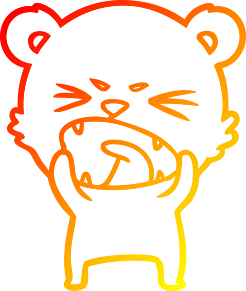 Bir insan tarafından çizilmiş kızgın bir çizgi film ayısının sıcak çizgi çizimi