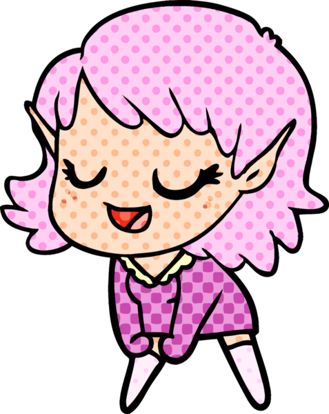 Bir insan tarafından çizilmiş mutlu elf kızı.