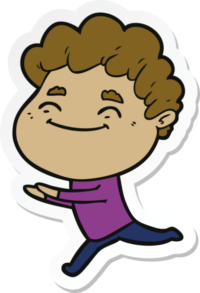 Bir insan tarafından çizilmiş, karikatür dostu bir adamın çıkartması.