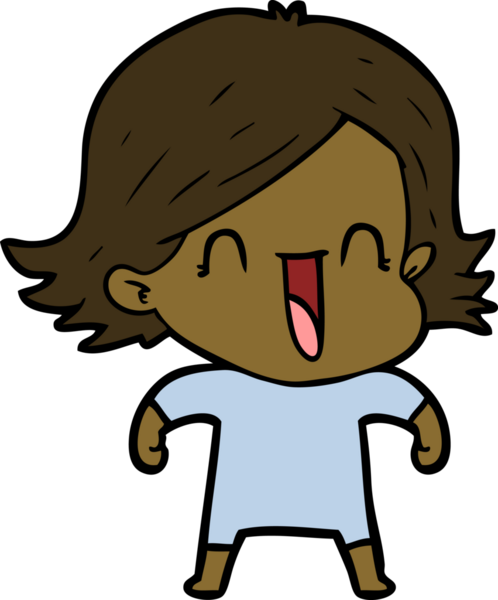 Bir insan tarafından çizilmiş mutlu bir kadın.