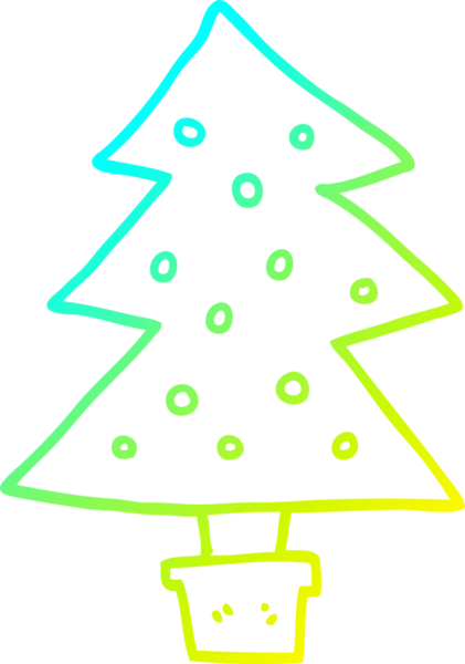 Soğuk gradyan çizgisi bir insan tarafından çizilmiş bir karikatür noel ağacı.