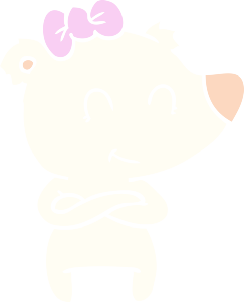 Bir insan tarafından çizilmiş dişi kutup ayısı düz renkli çizgi film.