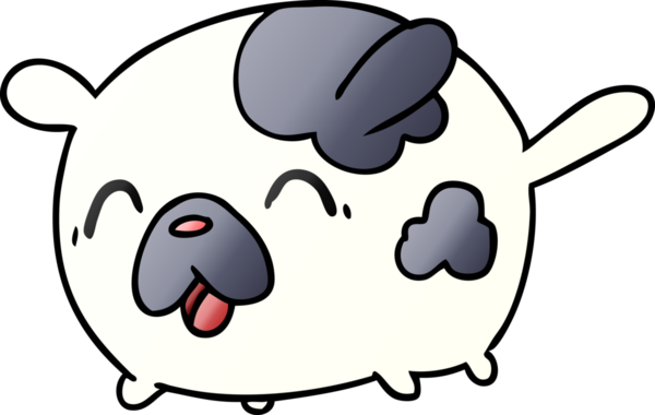 gradyan çizgi film çizimi kawaii sevimli yama köpeği bir insan tarafından çizildi