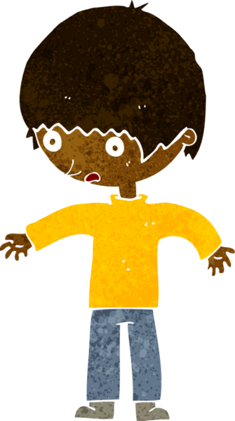 Bir insan tarafından çizilmiş kafası karışmış bir çocuk.