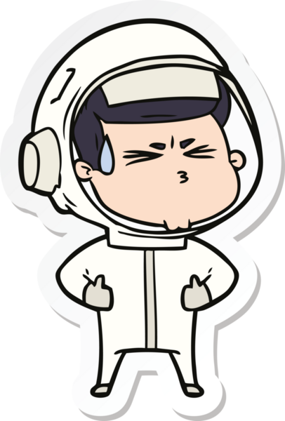 Bir insan tarafından çizilmiş astronotun çizdiği bir çizgi film çıkartması.