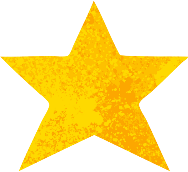 Bir insan tarafından çizilmiş altın yıldızın retro çizim tarzı karikatürü.