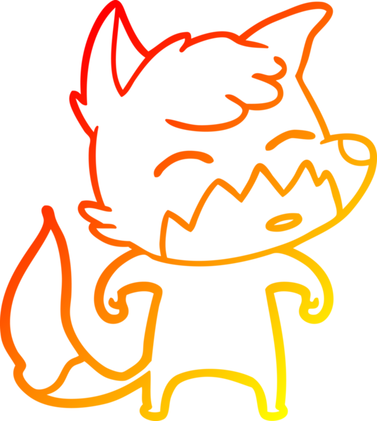 Bir insan tarafından çizilmiş bir tilkinin sıcak çizgi çizimi