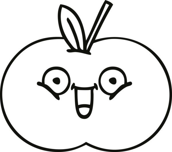 Bir insan tarafından çizilmiş sulu bir elmanın çizgi çizimi