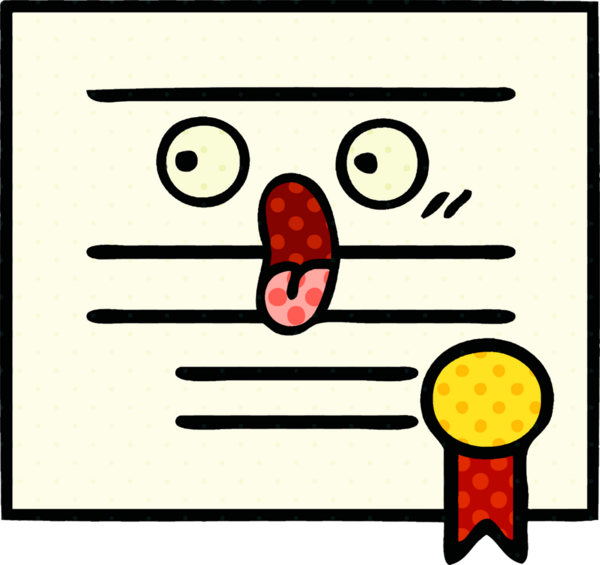 Bir insan tarafından çizilmiş mezuniyet diplomasının çizgi romanı.