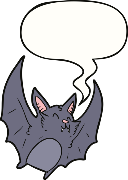 Bir insan tarafından çizilmiş konuşma balonlu bir vampir cadılar bayramı sopası.