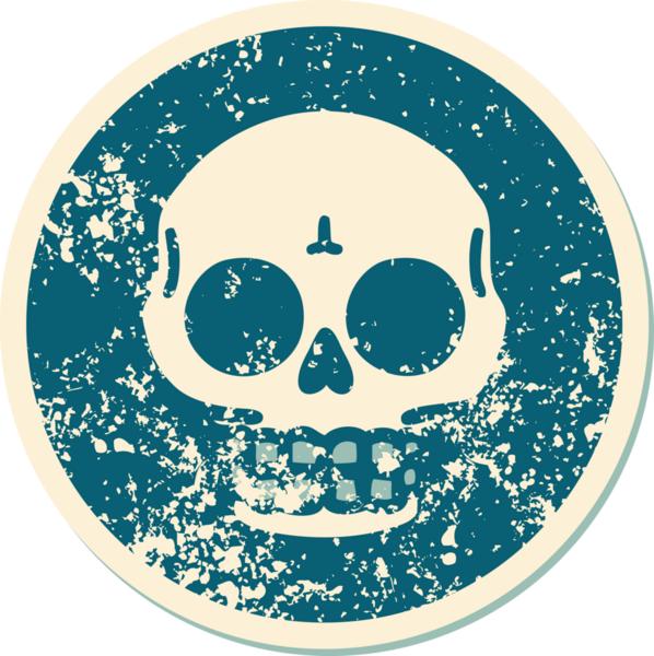 Bir insan tarafından çizilmiş bir kafatasının sembolik dövmeli görüntüsü.