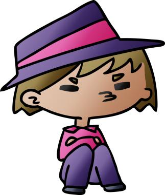 Bir insan tarafından çizilmiş bir kawaii 'nin gradyan çizimi.