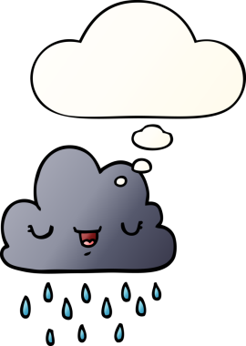 Düşünce baloncuklu karikatür fırtına bulutu bir insan tarafından çizilmiş.