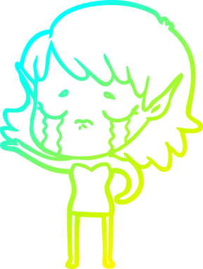 Bir insan tarafından çizilmiş, ağlayan bir elf kızı çizimi.