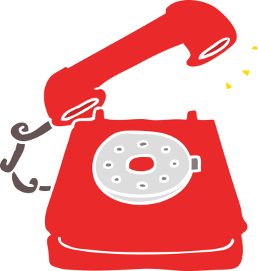 düz renk çizgi film eski telefon bir insan tarafından çizilmiş