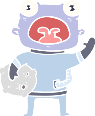 Düz renkli çizgi film. Bir insan tarafından çizilmiş garip uzaylı iletişimi.