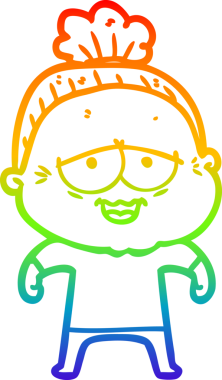 Gökkuşağı gradyan çizgi çizimi Bir insan tarafından çizilmiş mutlu yaşlı kadın