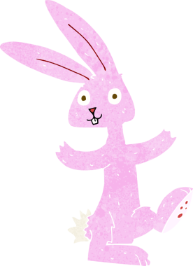 Bir insan tarafından çizilmiş çizgi film tavşanı