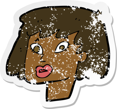 Bir insan tarafından çizilmiş bir karikatürün gerilimli retro yapıştırması.