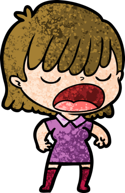 Çizgi filmdeki kadın bir insan tarafından yüksek sesle çizilmiş.