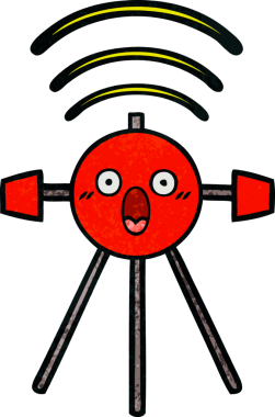 Bir insan tarafından çizilmiş bir uydunun retro grunge desen karikatürü