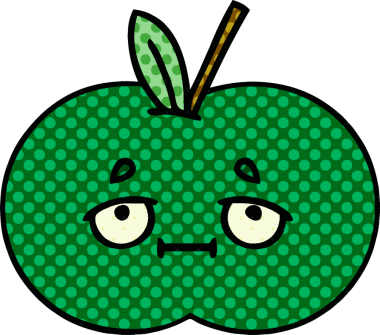 Bir insan tarafından çizilmiş sulu bir elmanın karikatürü.