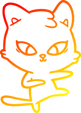 Bir insan tarafından çizilmiş sevimli bir çizgi film kedisinin sıcak çizgi çizgisi.