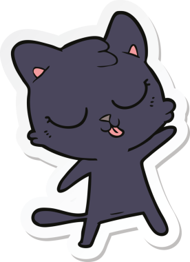 Bir insan tarafından çizilmiş şirin bir çizgi film kedisinin çıkartması.