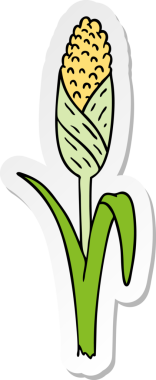 Bir insan tarafından çizilmiş mısır koçanı üzerine el çizimi karikatür.