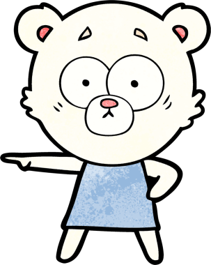 Bir insan tarafından çizilmiş gergin bir kutup ayısı çizgi filmi.