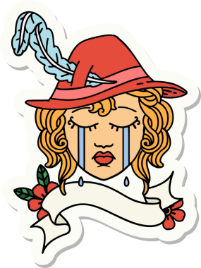 Bir insan tarafından çizilmiş insan ozan karakterinin çıkartması.