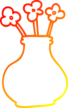 Bir insan tarafından çizilmiş karikatür çiçek vazosunun sıcak gradyan çizimi