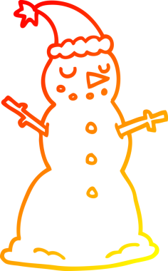 Bir insan tarafından çizilmiş bir kardan adamın sıcak çizgi çizimi.