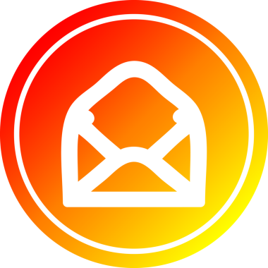 Bir insan tarafından çizilen sıcak gradyan bitiş ile zarf harfi dairesel simgesi