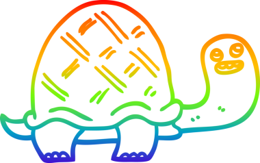 Gökkuşağı gradyan çizgi çizimi Bir insan tarafından çizilmiş mutlu kaplumbağa