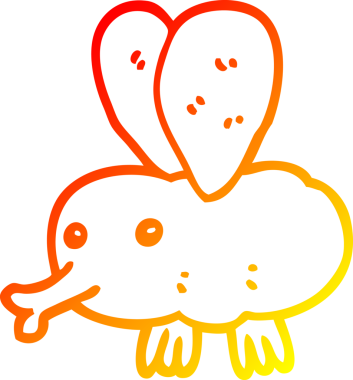 Bir insan tarafından çizilen çizgi film sineğinin sıcak gradyan çizimi