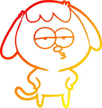 Bir insan tarafından çizilen ve sıkılmış bir köpeğin sıcak çizgi çizimi.