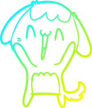 Bir insan tarafından çizilmiş şirin bir çizgi köpeğin soğuk gradyan çizgisi.