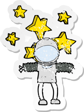 Bir insan tarafından çizilmiş bir uzay adamının gerilimli çıkartması.